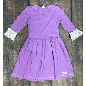 Kpea Girls Size 12 Purple Knit Dress With Lace Bell Sleeves!
